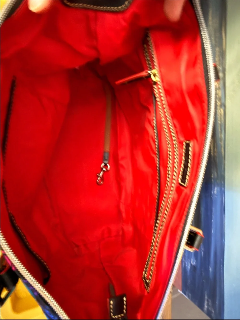 Dooney & Bourke Black Tote with Neon Multicolor Avengers Icons